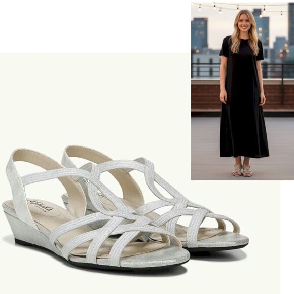 LifeStride Yaya Silver Sandals Size 7W - Picture 4 of 10